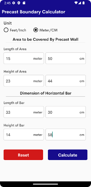 Precast Boundary Calculator Screenshot 1