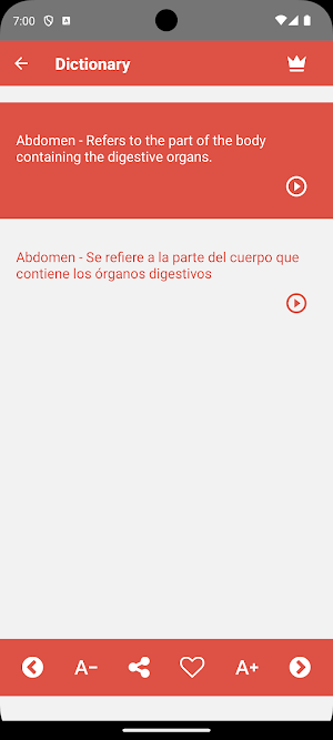 Medical Terms in Spanish Screenshot 2