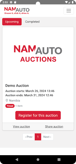 NAMAUTO AUCTIONS Screenshot 2