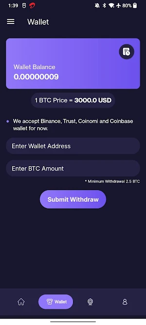 Bitcoin Miner BTC Cloud Mining Screenshot 1