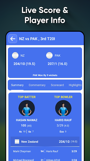 Crickss - Cricket Live Score Screenshot 2