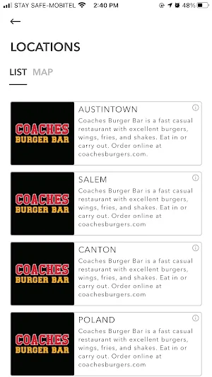 Coaches Burger Bar Screenshot 1
