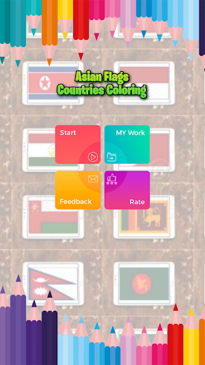 Asian Flags : Coloring Pages Screenshot 0