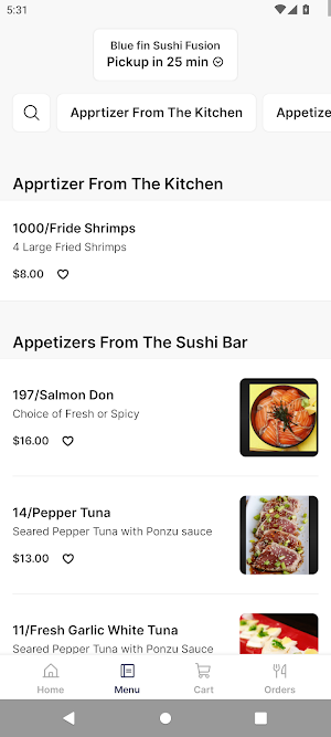 Blu fin Sushi Fusion Screenshot 1