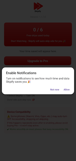 Skipify–Auto Skip Video Ads Screenshot 1