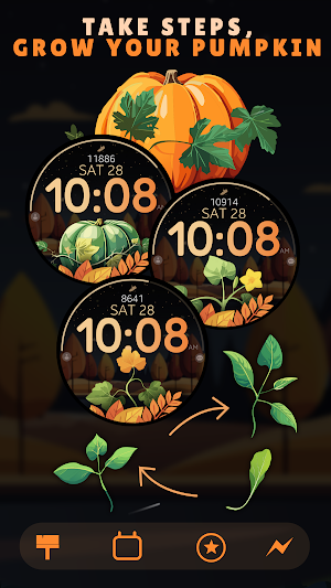 Pumpkin Steps fall watch face Screenshot 0
