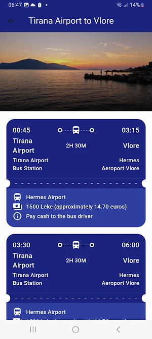 Albania Bus Timetable Screenshot 2