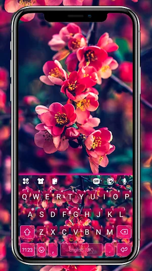Red Flowers Keyboard Background Screenshot 0
