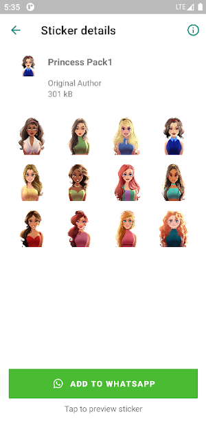 Princess Cartoon Stickerz Screenshot 1