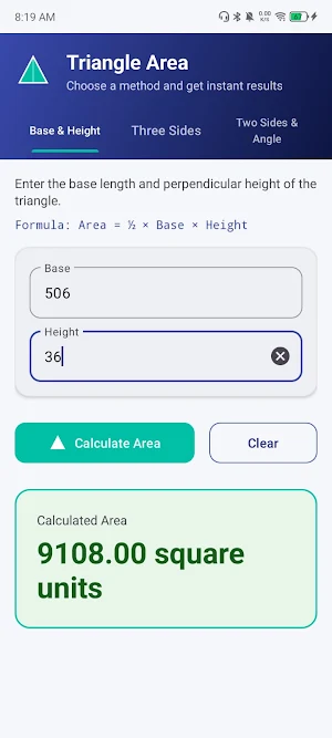 TriArea Calculator Screenshot 1