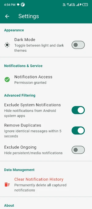 Notification History export Screenshot 3