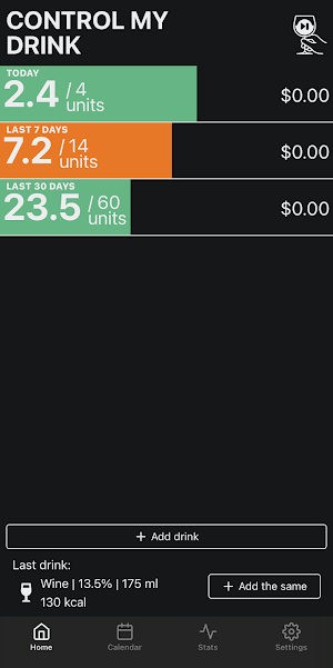 Control my drink: alco tracker Screenshot 0