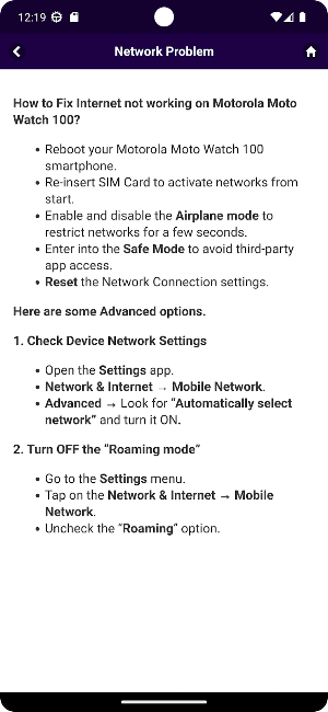 User Guide for Moto Watch 100 Screenshot 1