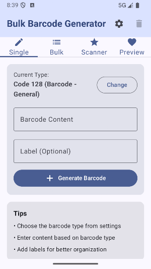 Bulk Barcode Generator Screenshot 0