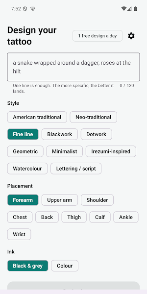 InkMuse: AI Tattoo Designs Screenshot 0