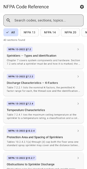 NFPA Code Reference Offline Screenshot 0