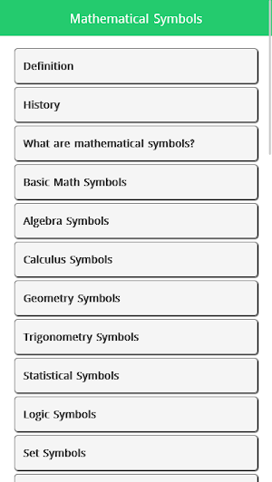 Mathematical Symbols Screenshot 0