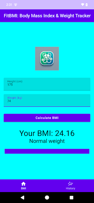 FitBMI (Body Mass Index) Screenshot 1