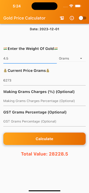 Indian Gold Price Calculator Screenshot 0