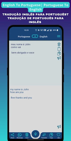 Portuguese  English translator Screenshot 1