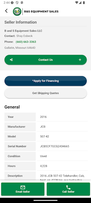 B&S Equipment Sales Screenshot 3