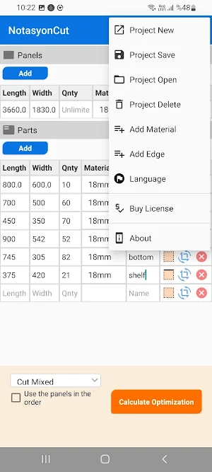 NotasyonCut Cutting Optimizer Screenshot 1