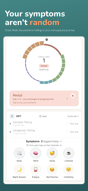 Menopause Tracker & HRT: Crest Screenshot 0