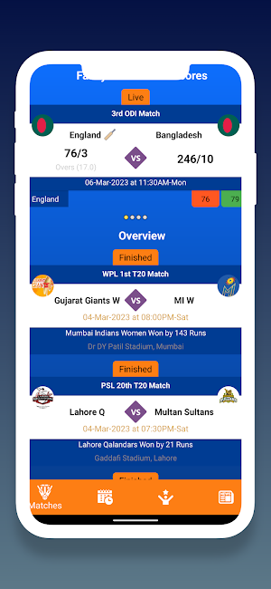 Cricket: IPL WPL Cups Score Screenshot 1