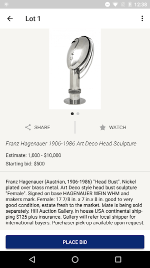 Hill Auction Gallery Screenshot 1
