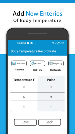 Body Temperature Checker Advanced & Fever Diary Screenshot 2