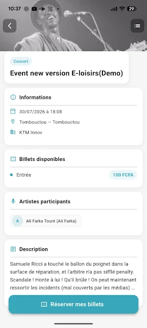E-loisirs – Tickets Mali Screenshot 2