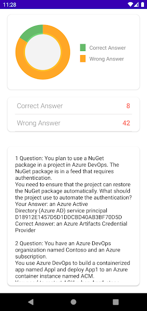 Exam AZ-400 Practice Question Screenshot 0