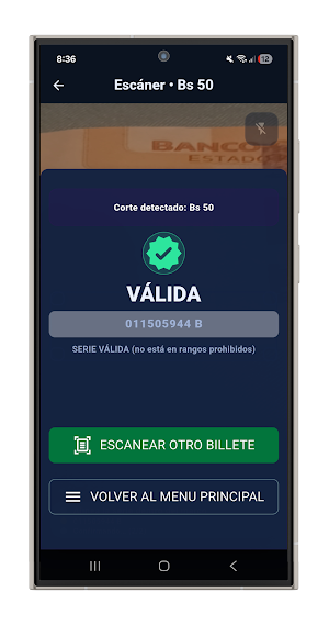 Verificador de billete serie B Screenshot 2