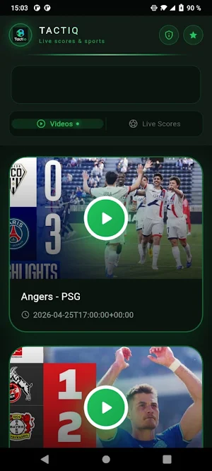 TactiQ: Football Scores Screenshot 1