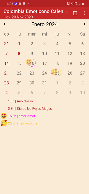 Colombia Emoticono Calendario Screenshot 0