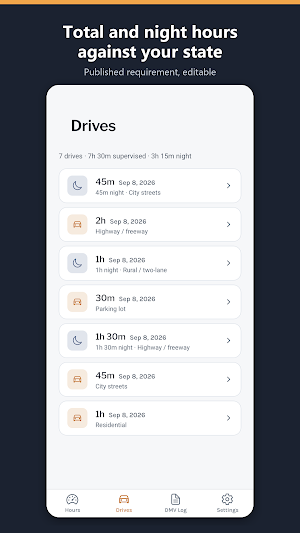 RoadHours: Teen Driving Log Screenshot 2