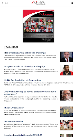 SUNY Cortland Alumni Magazine Screenshot 1