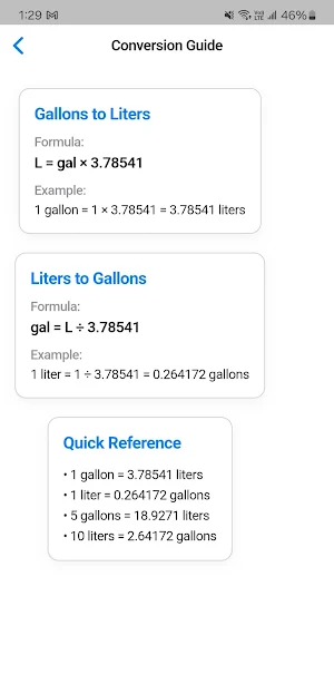 Gallons to Liters Screenshot 3