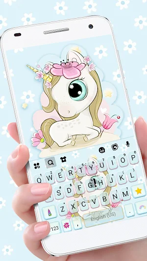 Cute Flower Unicorn Keyboard Background Screenshot 0