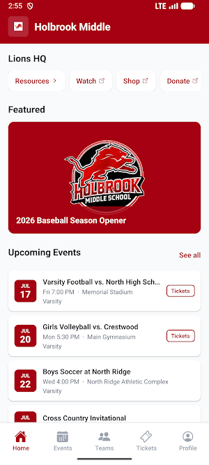 Holbrook Middle Athletics Screenshot 0