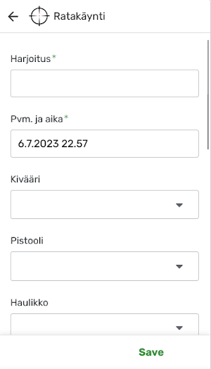 Ampumapäiväkirja Screenshot 2