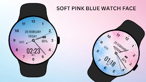 Soft Pink Blue Watch Face Screenshot 1