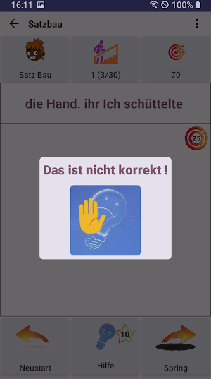 German sentence learn: Satzbau Screenshot 2