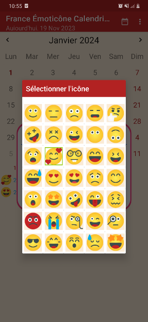 France Émoticône Calendrier Screenshot 1