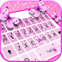 Pink Glitter Butterfly Keyboard Theme