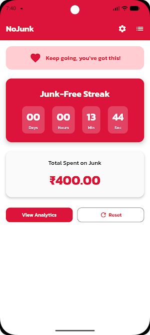 NoJunk– No Junk Food Challenge Screenshot 0