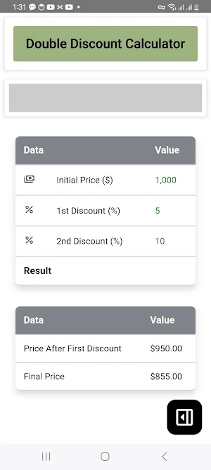 Double Discount Calculator Screenshot 1