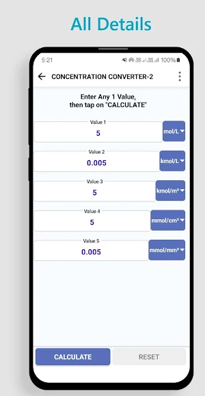 Concentration Calculator Screenshot 2