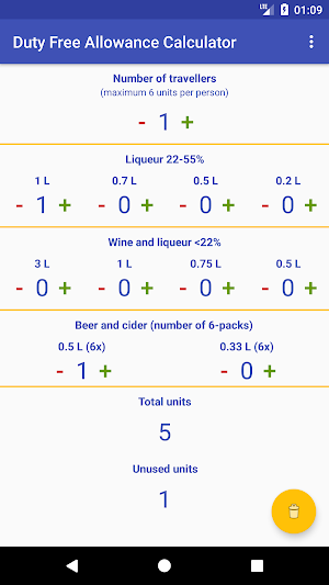 Iceland Alcohol Allowance Calc Screenshot 0