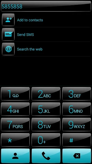 Dialer theme G Black Cyan Screenshot 1